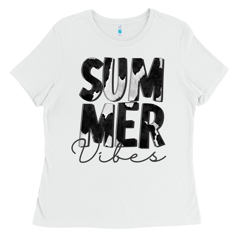 Summer Vibes Black White Cowhide Ladies Tee by CowCowDesign | Teevron