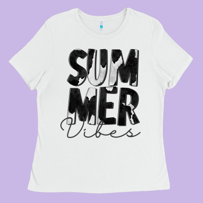 Summer Vibes Black White Cowhide Ladies Tee Designed By Cowcowdesign