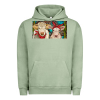 Pigment Oil Green Charolais bull and calf Urban Hoodie - RanaPortraitStore