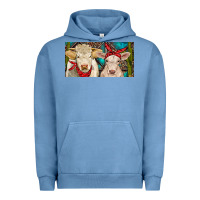 Pigment Pebble Blue Charolais bull and calf Urban Hoodie - RanaPortraitStore