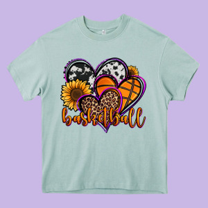 Basketball Hearts Heavy Core Tee Designed By Jasminsmagicworld