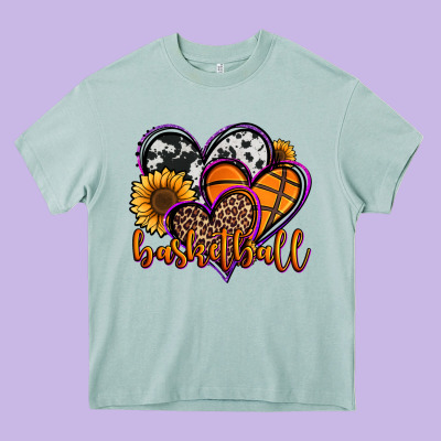Basketball Hearts Heavy Core Tee Designed By Jasminsmagicworld