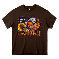Chocolate Brown basketball hearts Heavy Core Tee - Jasminsmagicworld