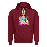 Burgundy easter bunny and eggs Zipper Hoodie - AdoDesignShop