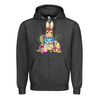 Charcoal Heather easter bunny and eggs Zipper Hoodie - AdoDesignShop