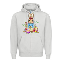 Dove Grey easter bunny and eggs Zipper Hoodie - AdoDesignShop