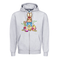 Heather Grey easter bunny and eggs Zipper Hoodie - AdoDesignShop