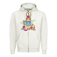 Oatmeal Heather easter bunny and eggs Zipper Hoodie - AdoDesignShop
