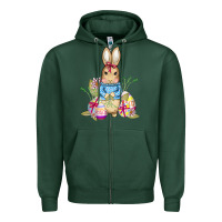 Easter Bunny And Eggs Zipper Hoodie | Teevron