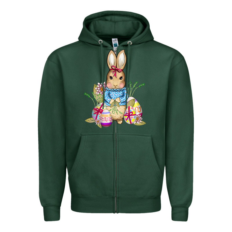 Easter Bunny And Eggs Zipper Hoodie by AdoDesignShop | Teevron