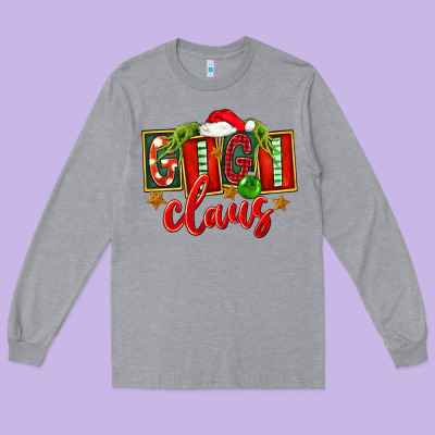 Christmas Gigi Claus Long Sleeve Tee Designed By Fadigitalartstudio