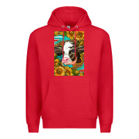 Red Cute Baby Calf Premium Hoodie - LillyAllenDesigns