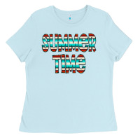 Baby Blue summer time serape doodle Ladies Tee - CowCowDesign