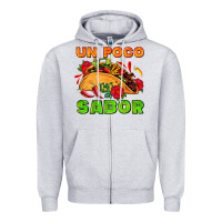 Heather Grey un poco sabor with taco and pepper Zipper Hoodie - AdoDesignShop