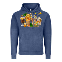 Vintage Denim Honey Bee Coffee Cups Vintage Hoodie - FaDigitalArtStudio