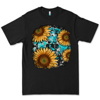 Black sunflower cowhide and turquoise patches Premium Tee - RanaPortraitStore