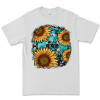 Dove Grey sunflower cowhide and turquoise patches Premium Tee - RanaPortraitStore