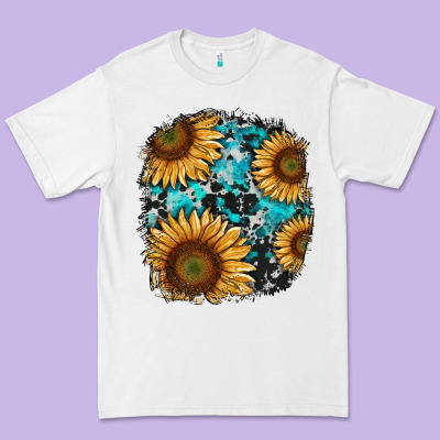 Sunflower Cowhide And Turquoise Patches Premium Tee Designed By Ranaportraitstore