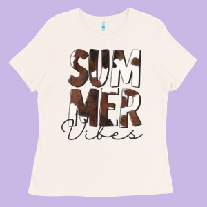 Summer Vibes Brown White Cowhide Ladies Tee Designed By Cowcowdesign