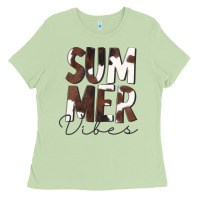 Matcha Summer Vibes Brown White Cowhide Ladies Tee - CowCowDesign