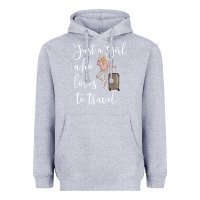 Heather Grey just a girl who loves to travel traveling women nomad t shirt Heavyweight Hoodie - baoMotion