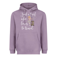 Lavender just a girl who loves to travel traveling women nomad t shirt Heavyweight Hoodie - baoMotion