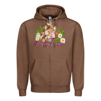 Chestnut easter bunny with carrots and daisy Zipper Hoodie - AdoDesignShop