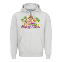 Dove Grey easter bunny with carrots and daisy Zipper Hoodie - AdoDesignShop