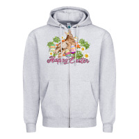 Heather Grey easter bunny with carrots and daisy Zipper Hoodie - AdoDesignShop