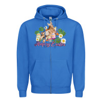 True Royal easter bunny with carrots and daisy Zipper Hoodie - AdoDesignShop