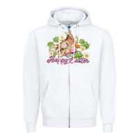 White easter bunny with carrots and daisy Zipper Hoodie - AdoDesignShop