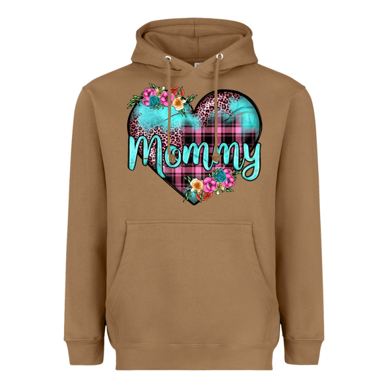 Mommy Leopard Turquoise Heart Heavyweight Hoodie by JahusDesignShop | Teevron