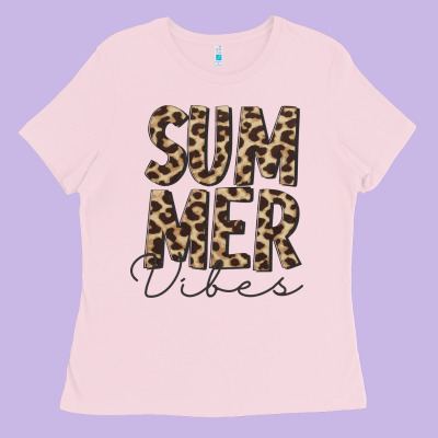 Summer Vibes Leopard Ladies Tee Designed By Cowcowdesign