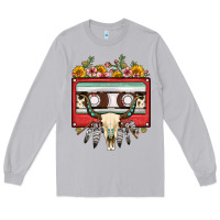 Moon Dust bull skull sunflower floral cassette Long Sleeve Tee - FaDigitalArtStudio