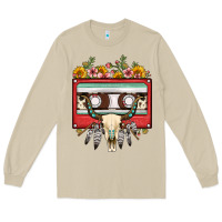 Mushroom bull skull sunflower floral cassette Long Sleeve Tee - FaDigitalArtStudio