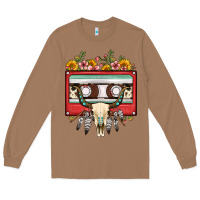 Toasted Coconut bull skull sunflower floral cassette Long Sleeve Tee - FaDigitalArtStudio