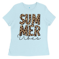 Baby Blue summer vibes leopard Ladies Tee - CowCowDesign