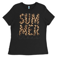 Black summer vibes leopard Ladies Tee - CowCowDesign