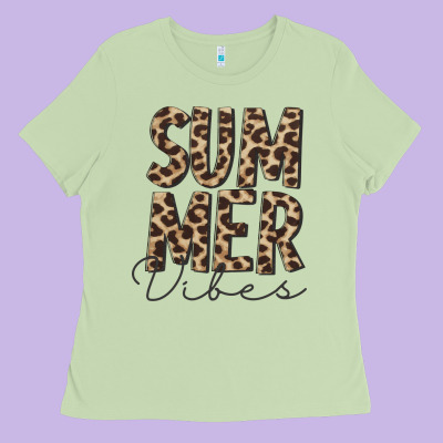Summer Vibes Leopard Ladies Tee Designed By Cowcowdesign