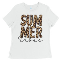 White summer vibes leopard Ladies Tee - CowCowDesign