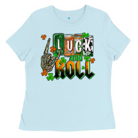 Baby Blue St. Patrick's Luck and roll Ladies Tee - OliviaCreatesArt
