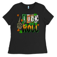 Black St. Patrick's Luck and roll Ladies Tee - OliviaCreatesArt