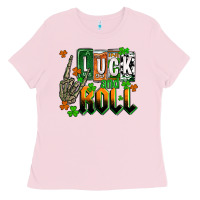 Bubblegum Pink St. Patrick's Luck and roll Ladies Tee - OliviaCreatesArt