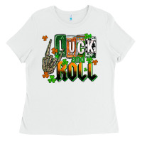 White St. Patrick's Luck and roll Ladies Tee - OliviaCreatesArt