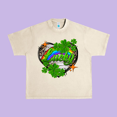 Lucky Heart St. Patricks Day Urban Heavy Tee Designed By Fadigitalartstudio