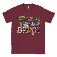 Burgundy Saved by his grace Easter Day Classic Tee - HowdyJamesFarm
