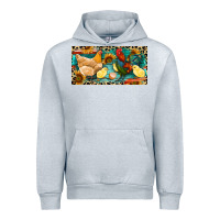 Heather Grey Chicken rooster and chicks with leopard Urban Hoodie - RanaPortraitStore