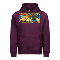 Mauve Wine Chicken rooster and chicks with leopard Urban Hoodie - RanaPortraitStore