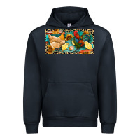 Navy Chicken rooster and chicks with leopard Urban Hoodie - RanaPortraitStore