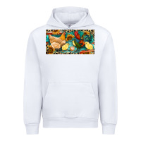 White Chicken rooster and chicks with leopard Urban Hoodie - RanaPortraitStore